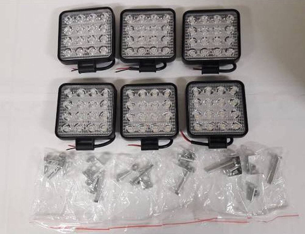6 Adet Off Road Sis Farı Sis Lambası 16 Led Kare