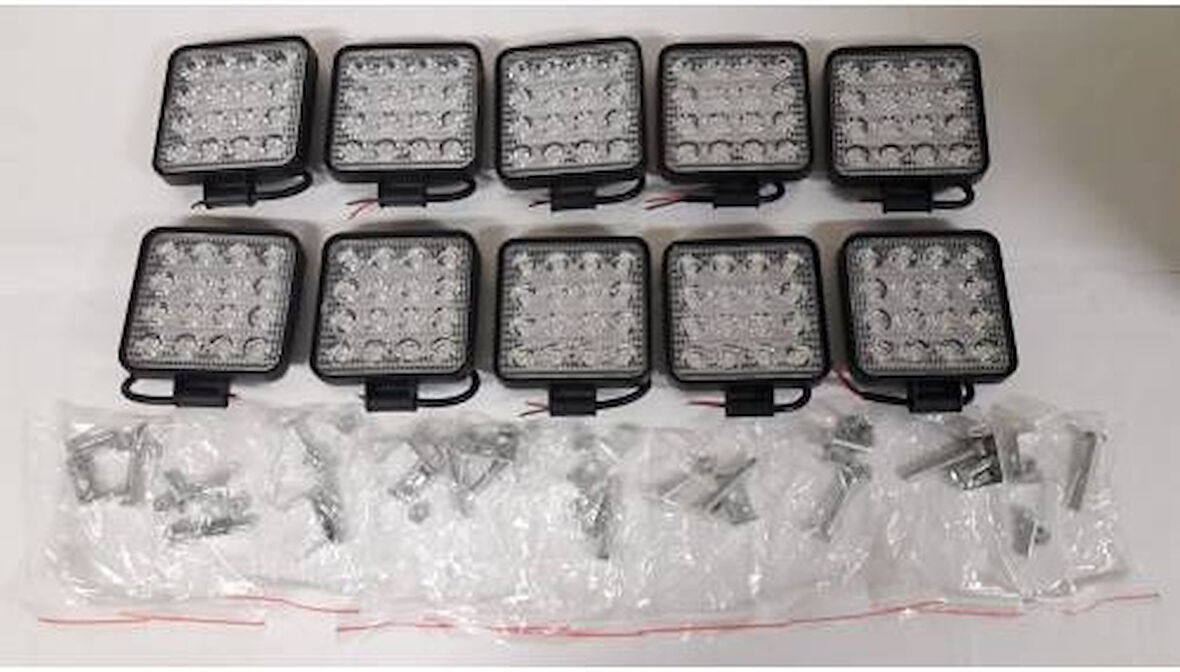 10 Adet Off Road Sis Farı Sis Lambası 16 Led Kare