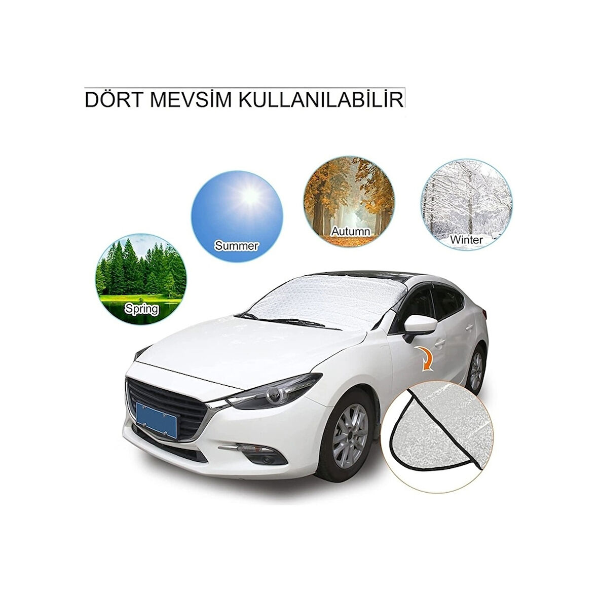 Ön Cam Branda Güneş Kar Buzlanma Önleyici Örtü Su Geçirmez Ön Cam