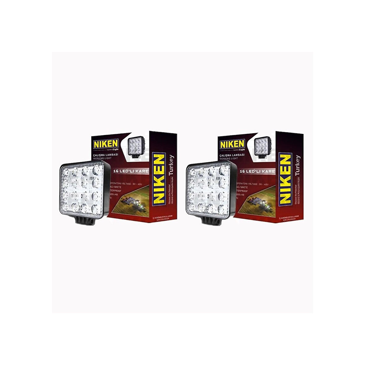 Niken 16 Led Kare Off Road Sis Farı Çalışma Lambası 2 Adet 12-24v
