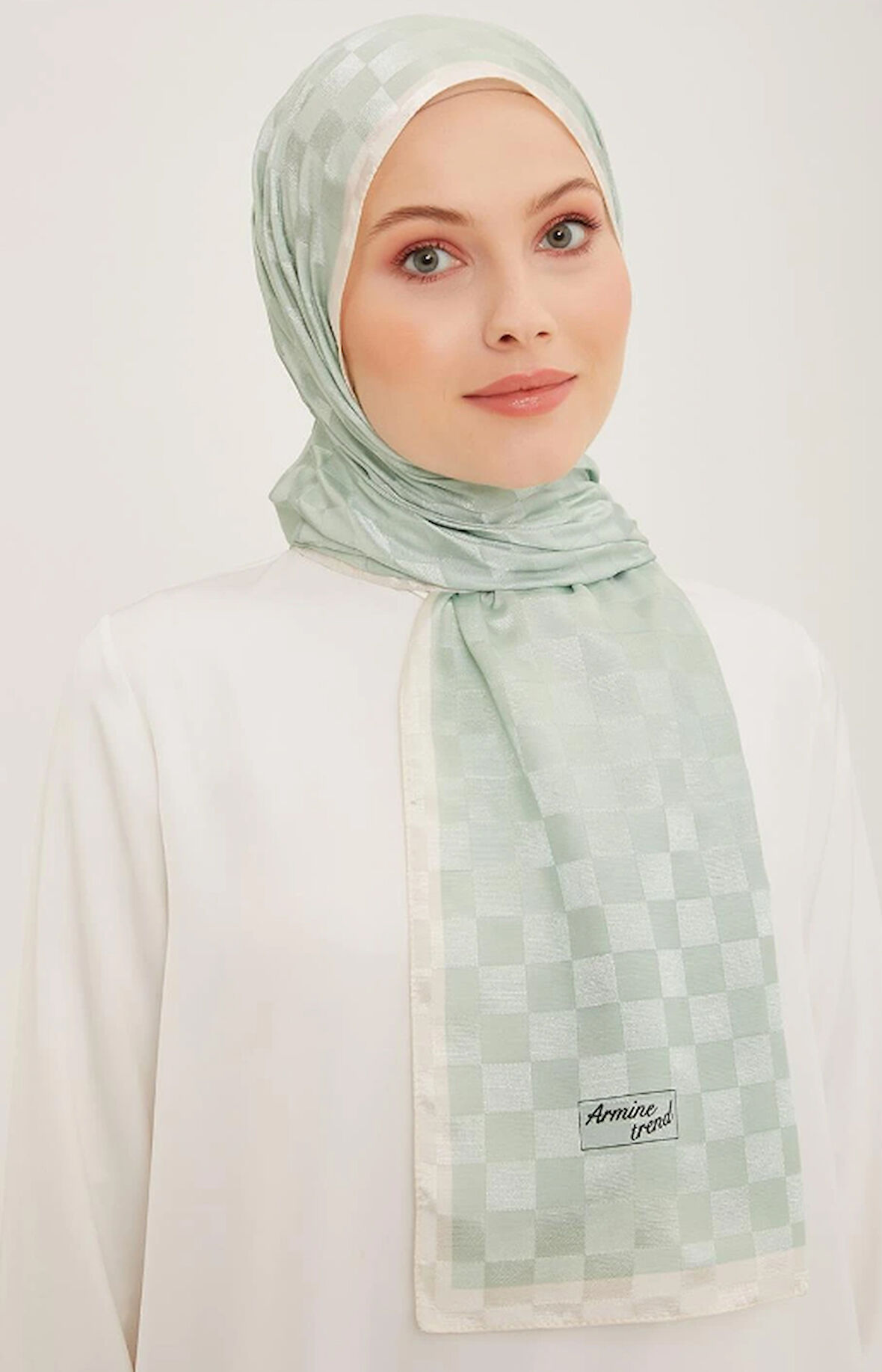 Armine Trend B.Janjan Şal 89 - Yeşil Dama Desen