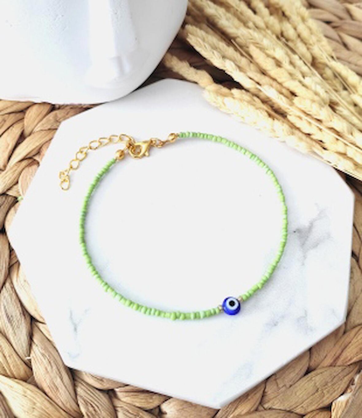 Yeşil Nazar Boncuklu Halhal