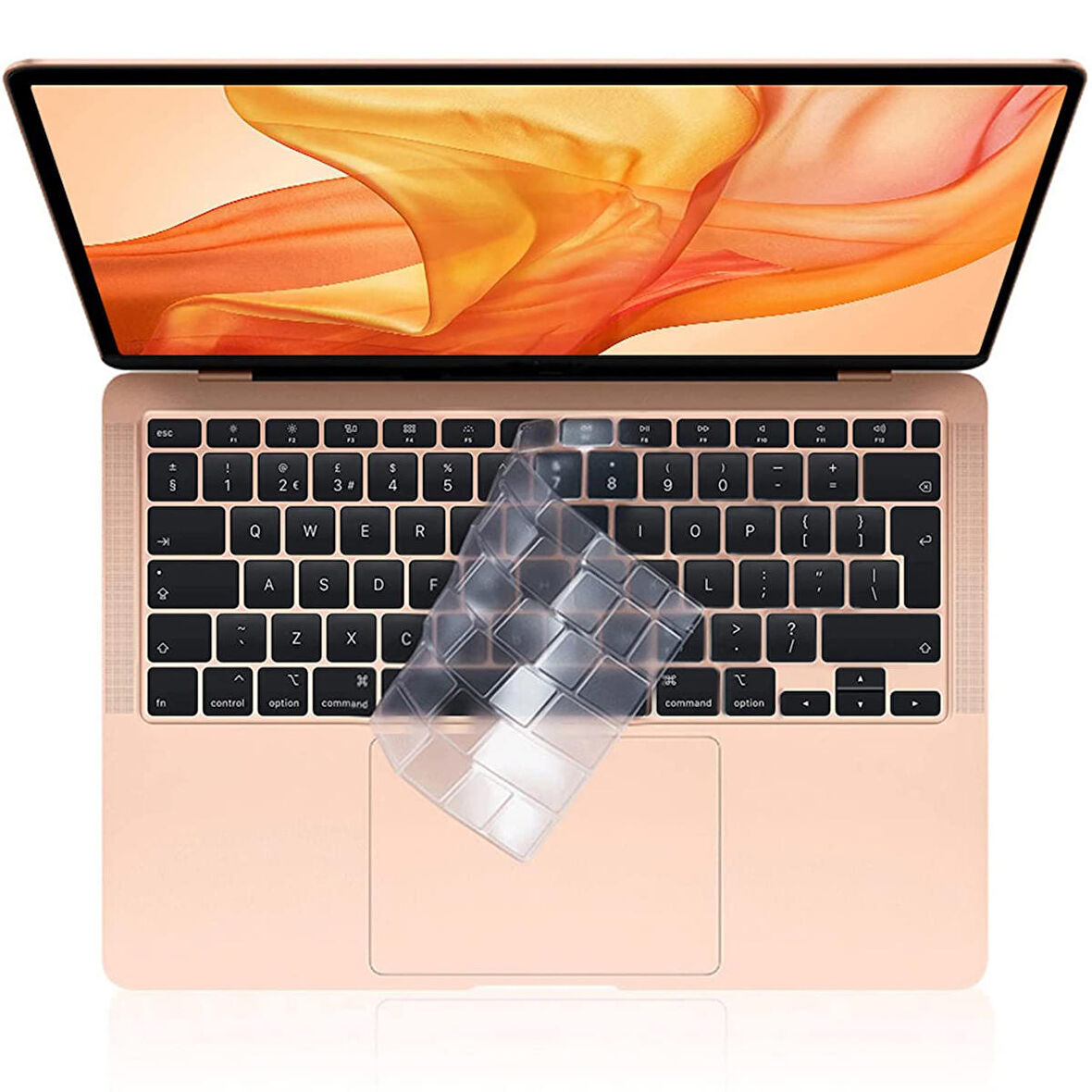 Macbook Air 2018-2020 13 inch A2179 ile Uyumlu Türkçe Q Klavye Slim Şeffaf Klavye Koruyucu Kılıf