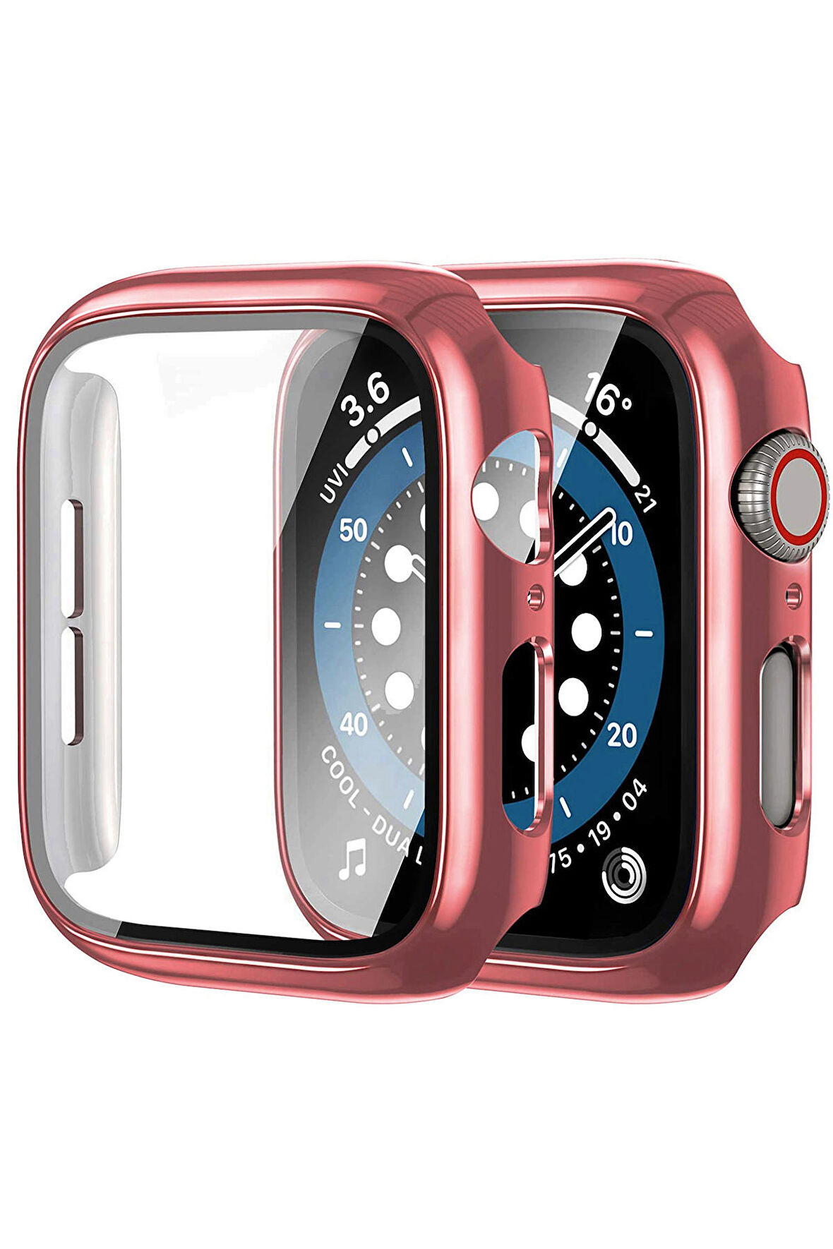 Apple Watch Uyumlu Series 7 45mm Kılıf Ekran ve Kasa Koruyucu 360 Tam Koruma Premium Kapak Sert Pc Metalik 