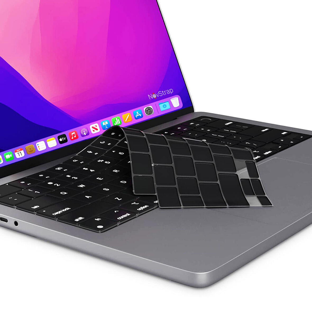 MacBook Pro 2019 16" A2141 Touchbar ile Uyumlu Türkçe Q Klavye Slim Siyah Klavye Koruyucu Kılıf