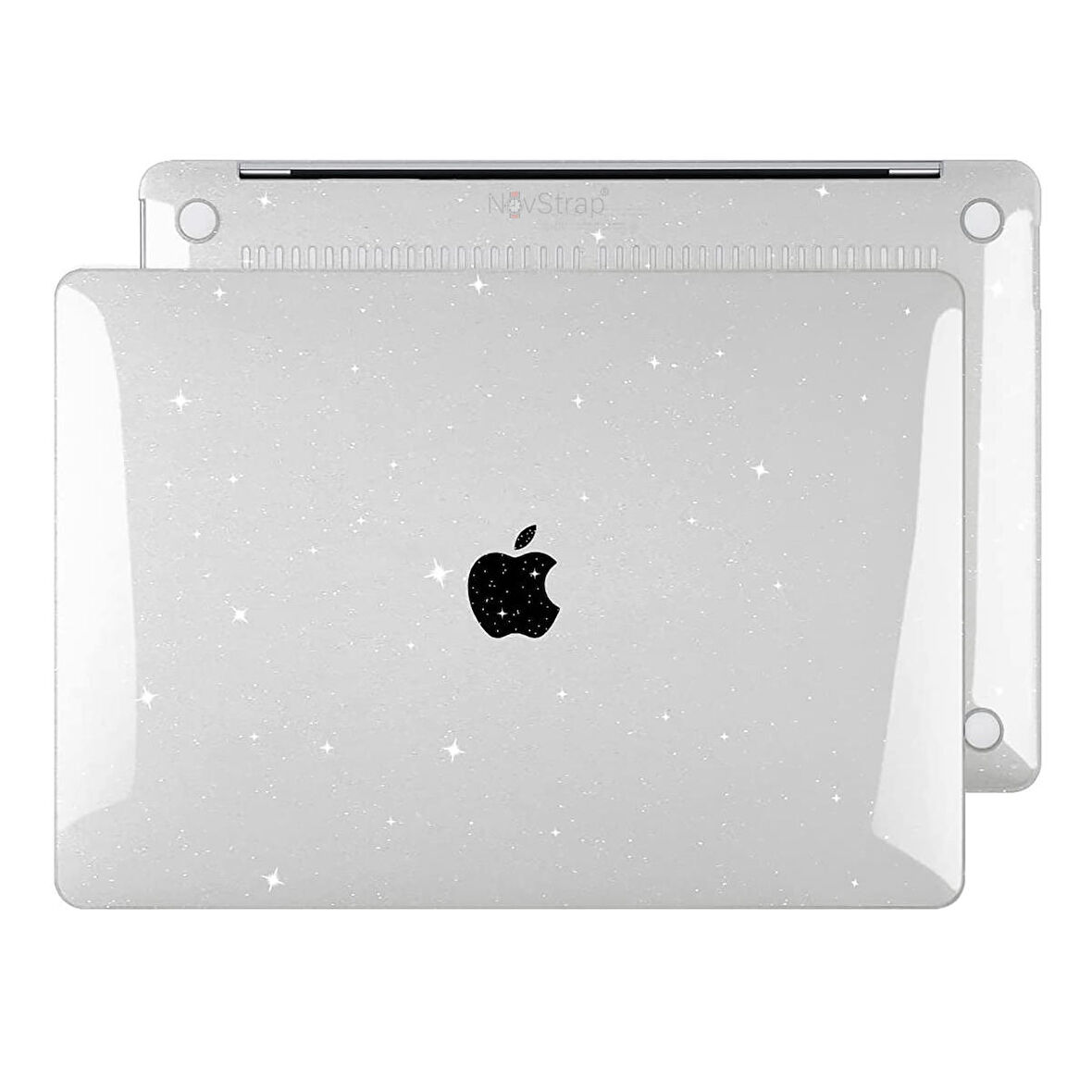 NovStrap Apple MacBook Pro 2021 14 inç M1 Pro/Max Çipli A2442 Uyumlu Parlak Simli Kılıf Sert Glitter