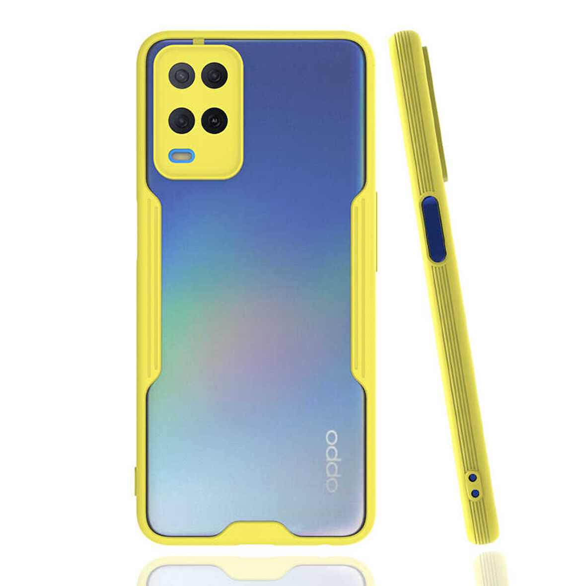 Oppo A54 4G Kılıf Kenar Renkli Kamera Korumalı Mat Kapak