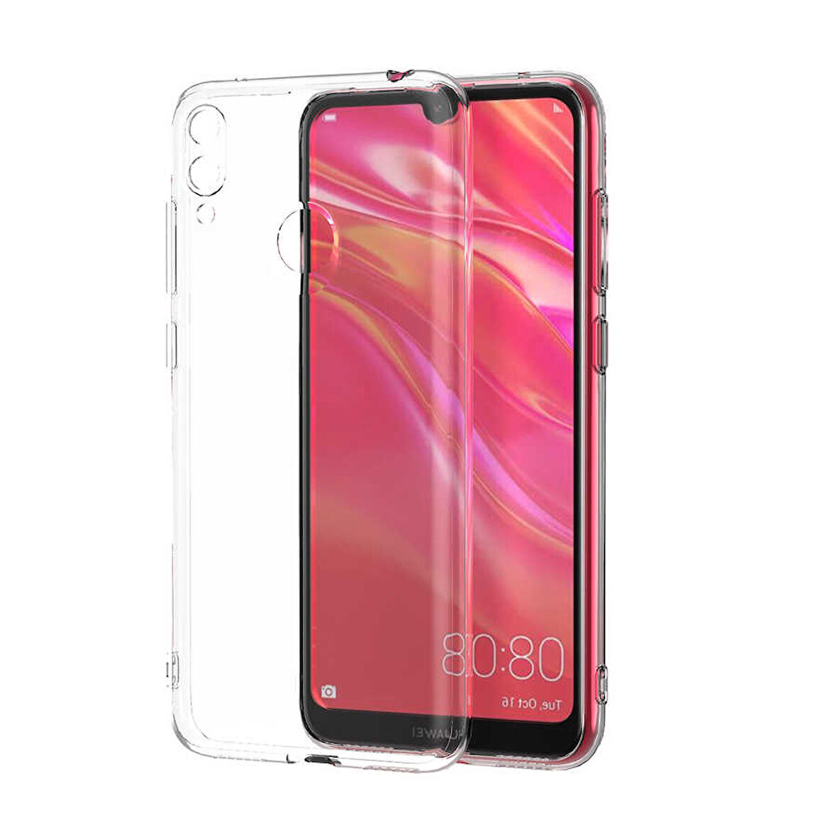 Huawei Y7 Prime 2019 Kılıf Kamera Korumalı Şeffaf Kapak