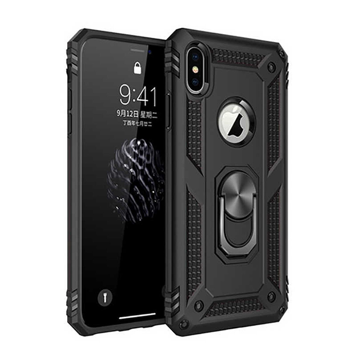 Apple iPhone X Kılıf Yüzüklü Zırh Tank Vega