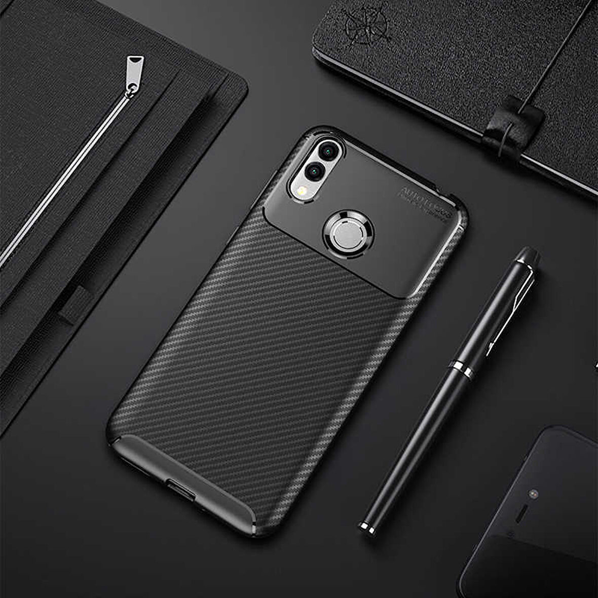 Huawei Honor 8C Kılıf Karbon Silikon Case
