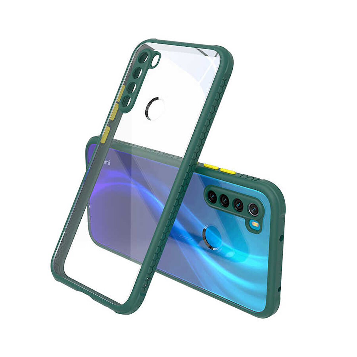Xiaomi Redmi Note 8 Kılıf Kenar Renkli Sararmaz Şeffaf Kapak