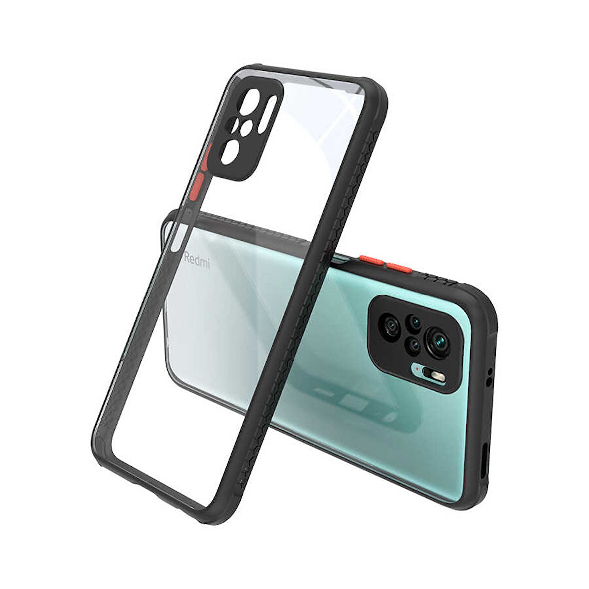 Xiaomi Redmi Note 10S Kılıf Kenar Renkli Sararmaz Şeffaf Kapak