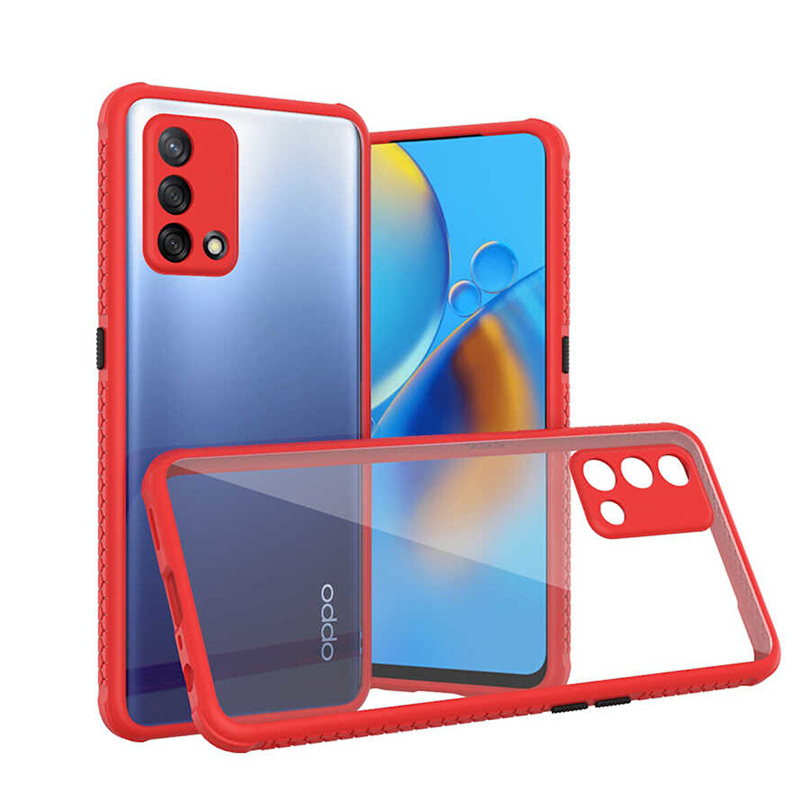 Oppo A74 4G Kılıf Kenar Renkli Sararmaz Şeffaf Kapak