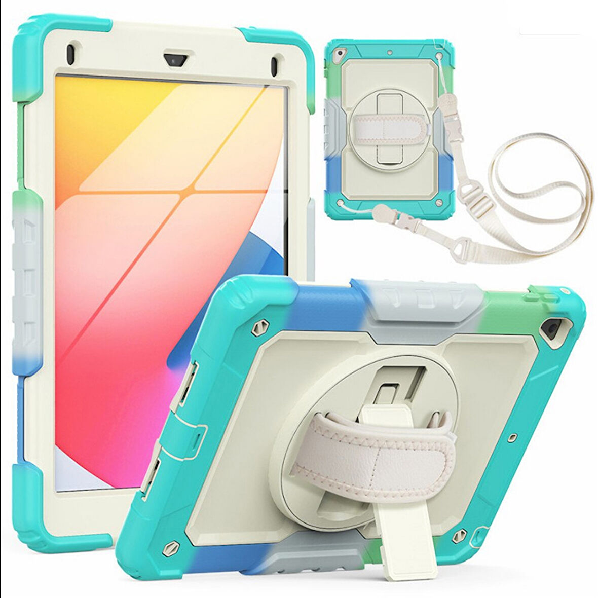 Apple iPad Air 2 9.7" Kılıf Renkli Strap Zırh Case A1566 A1567