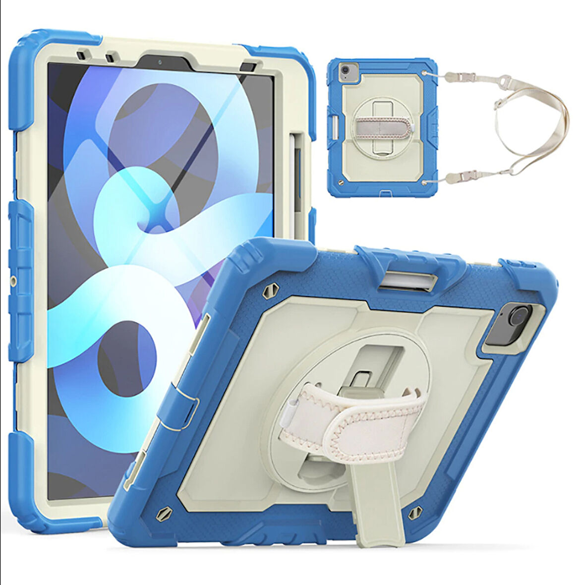 Apple iPad Pro 11 3. Nesil 2021 Kılıf Renkli Strap Zırh Case A2377 A2459 A2301 A2460