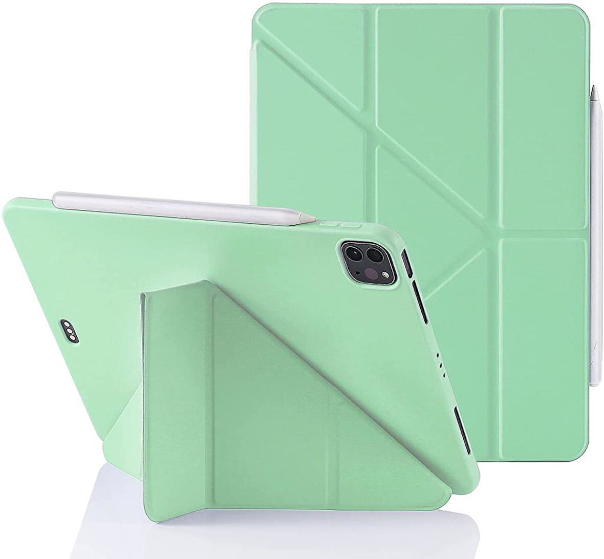 Apple iPad Pro 12.9 3. Nesil Kılıf Trifolding Arkası Silikon Smart A1876 A2014 A1895 A1983