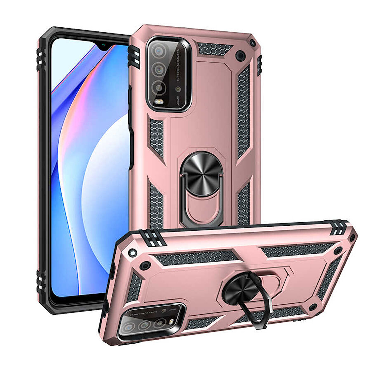 Xiaomi Redmi 9T Kılıf Yüzüklü Zırh Tank Vega