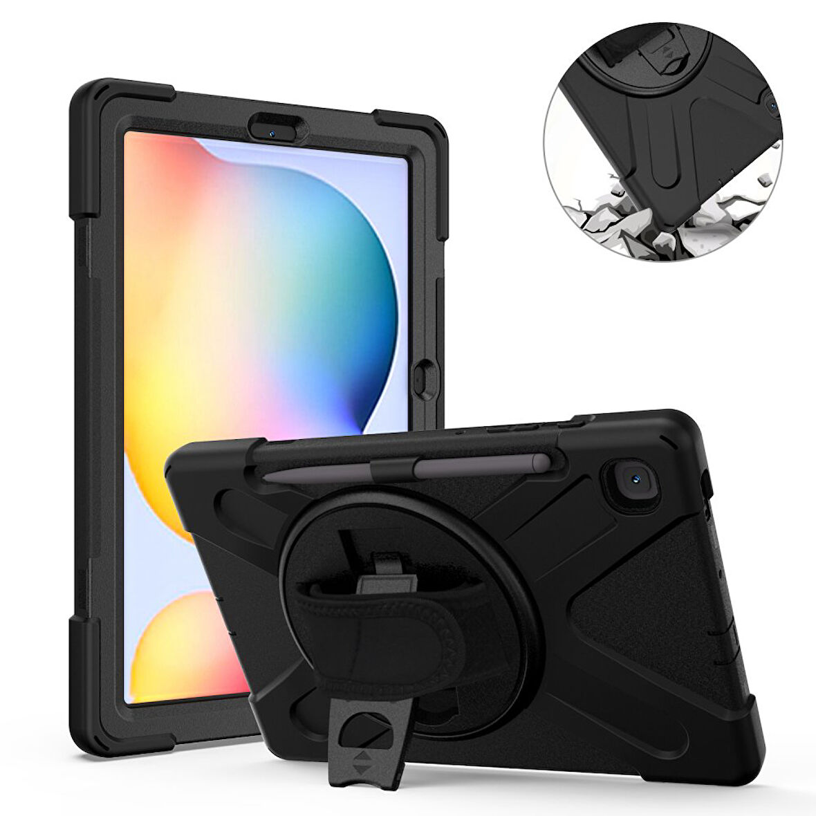 Samsung Galaxy Tab S6 Lite 2024 P620 P610 Kılıf Defender Askılı Zırhlı Tank Case 13-15-17