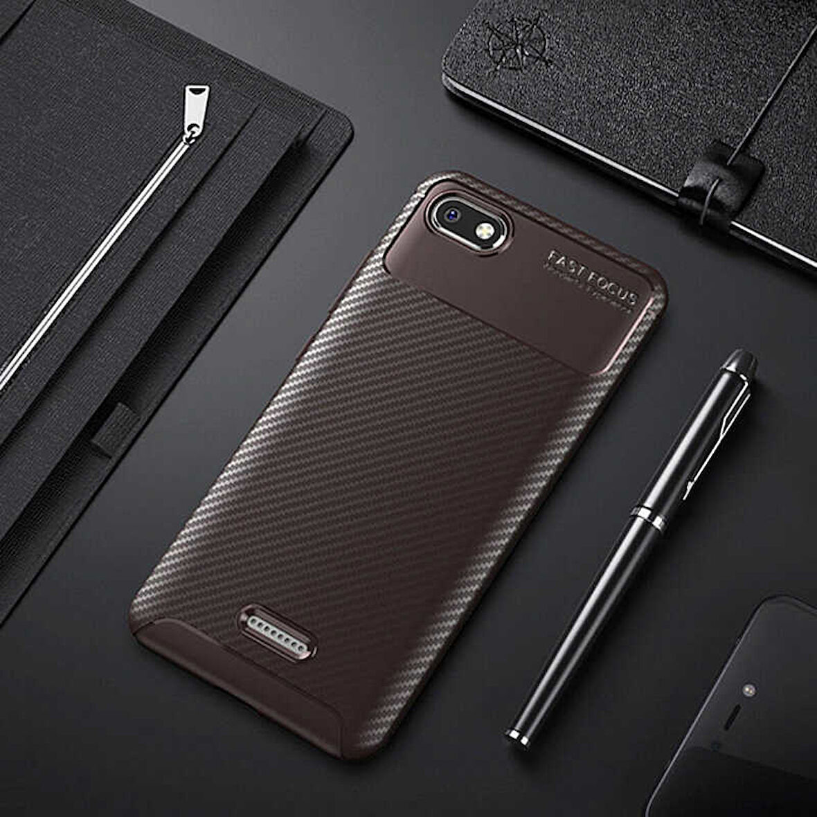 Xiaomi Redmi 6A Kılıf Karbon Silikon Case