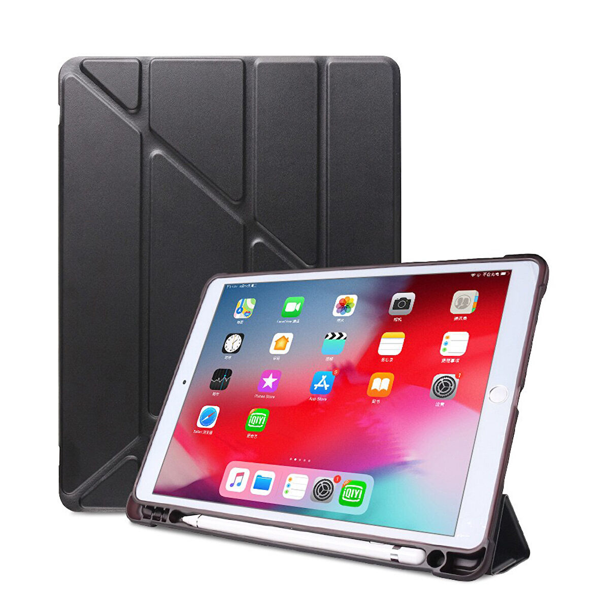 Apple iPad Air 2 9.7 Kılıf Kalem Bölmeli Trifolding Case A1566 A1567
