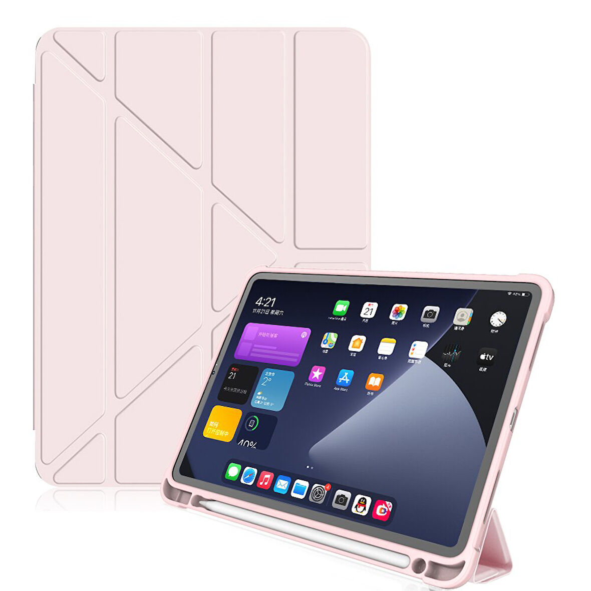 Apple iPad Pro 9.7 Kılıf Kalem Bölmeli Trifolding Case A1673 A1674 A1675