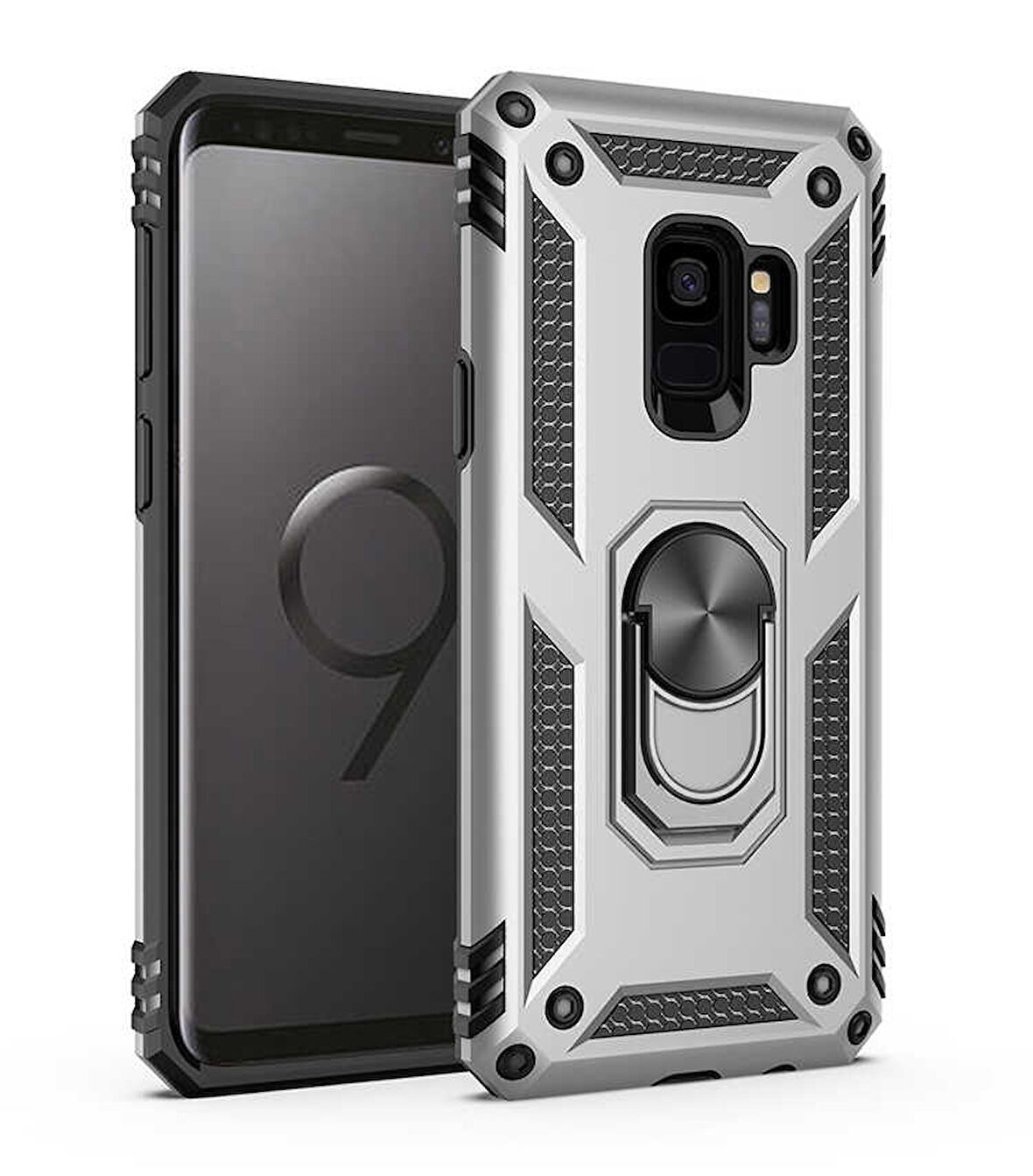 Samsung Galaxy S9 Kılıf Yüzüklü Zırh Tank Vega