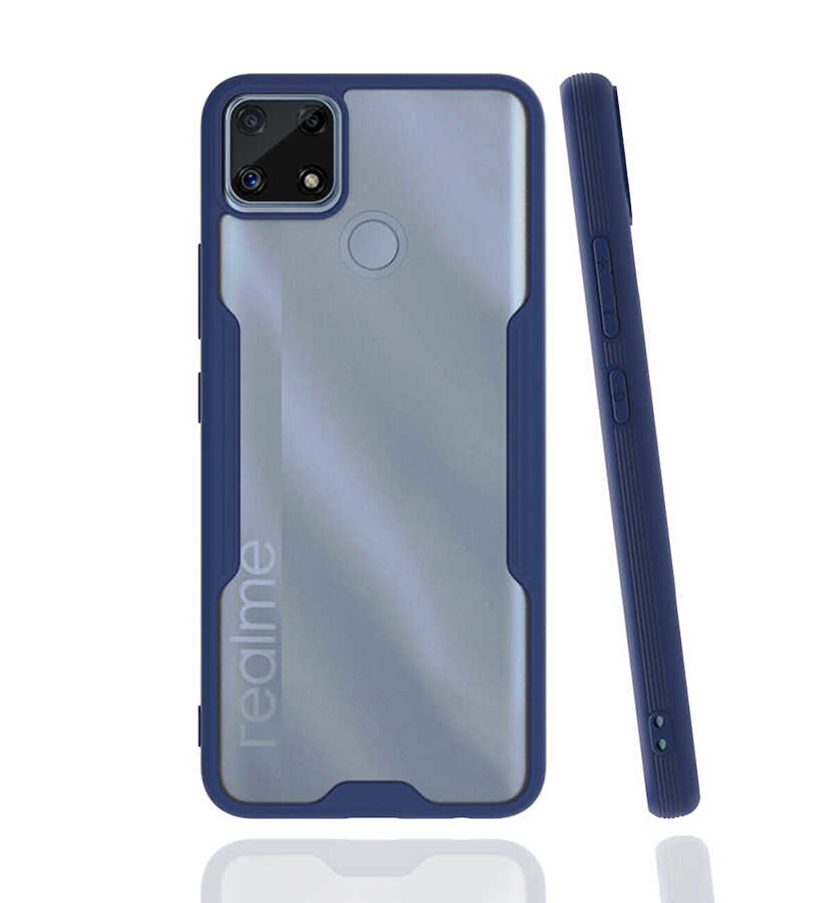 Realme C25 Kılıf Kenar Renkli Kamera Korumalı Mat Kapak