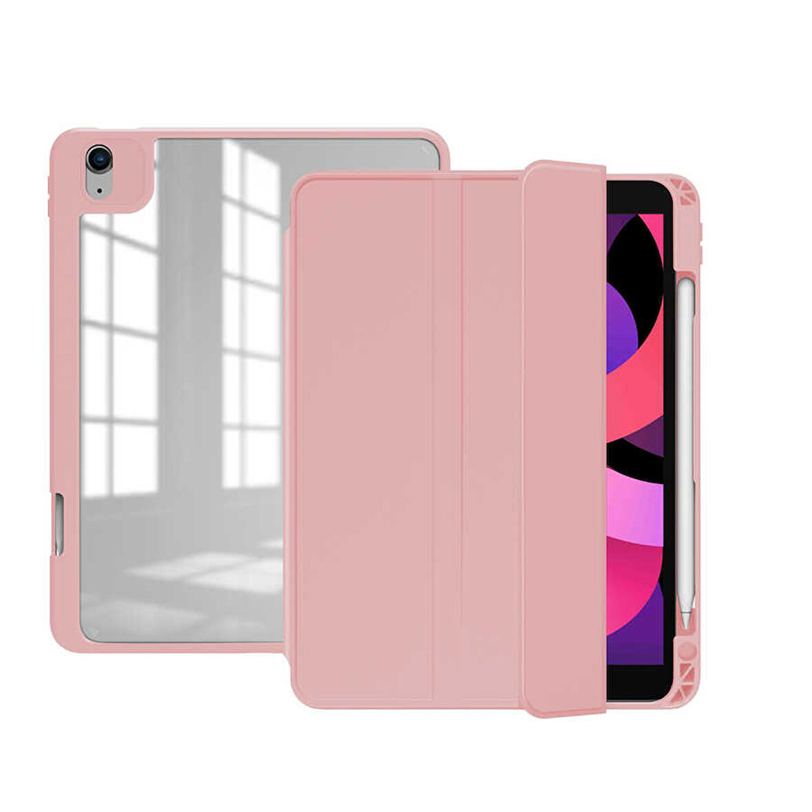 Apple iPad Air 4 10.9 Kılıf Kalem Bölmeli Şeffaf Case A2072 A2316 A2324 A2325