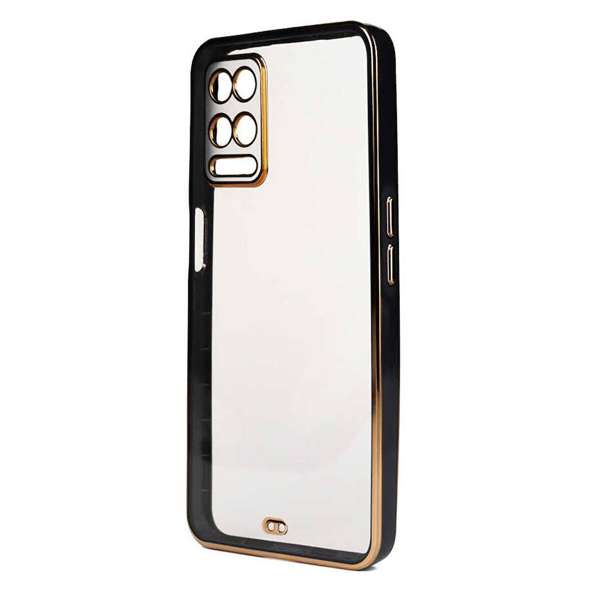 Oppo A54 4G Kılıf Köşeli Gold Şeffaf Kapak