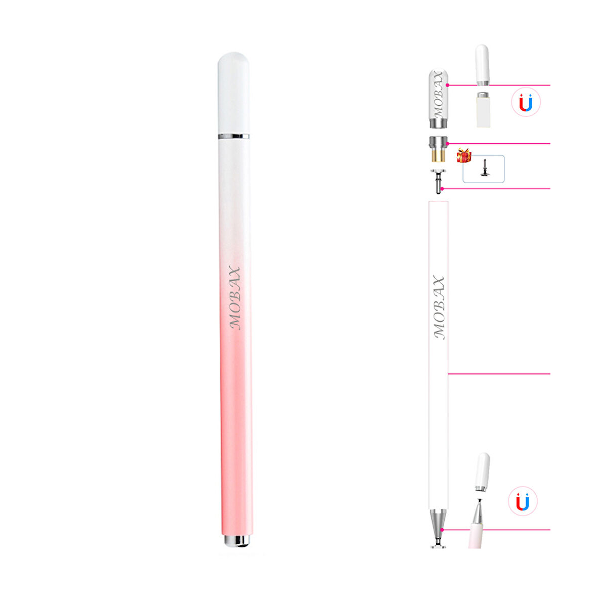 Dokunmatik Tablet Telefon Kalemi +1 Yedek Uç Renk Geçişli Passive Stylus Bilgisayar Kalem