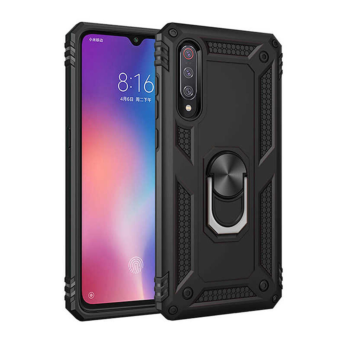 Xiaomi Mi 9 Kılıf Yüzüklü Zırh Tank Vega