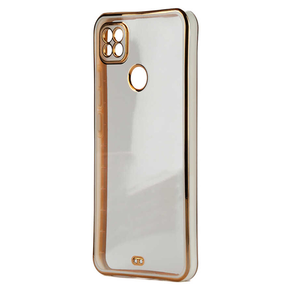Xiaomi Redmi 9C Kılıf Köşeli Gold Şeffaf Kapak