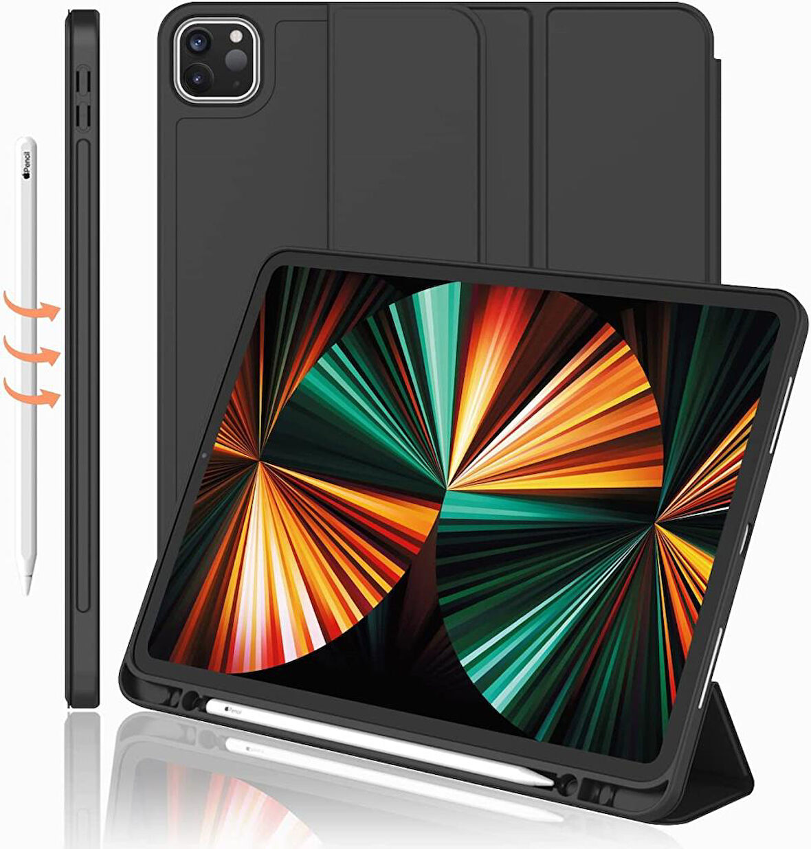 Apple iPad Pro 12.9 3. 4. 5. 6. Nesil Kılıf Kalem Bölmeli Smart Case