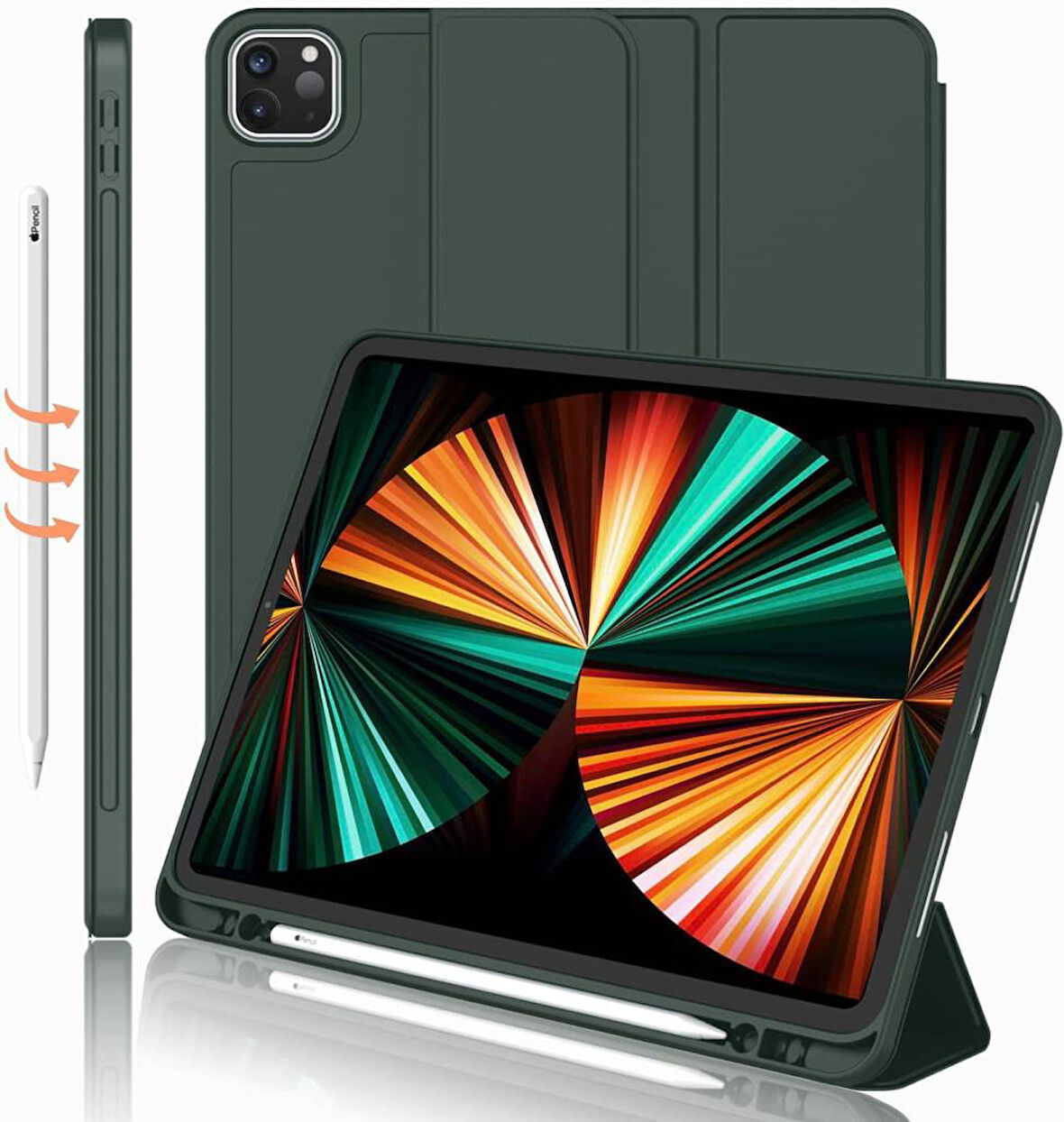 Apple iPad Pro 12.9 3. 4. 5. 6. Nesil Kılıf Kalem Bölmeli Smart Case