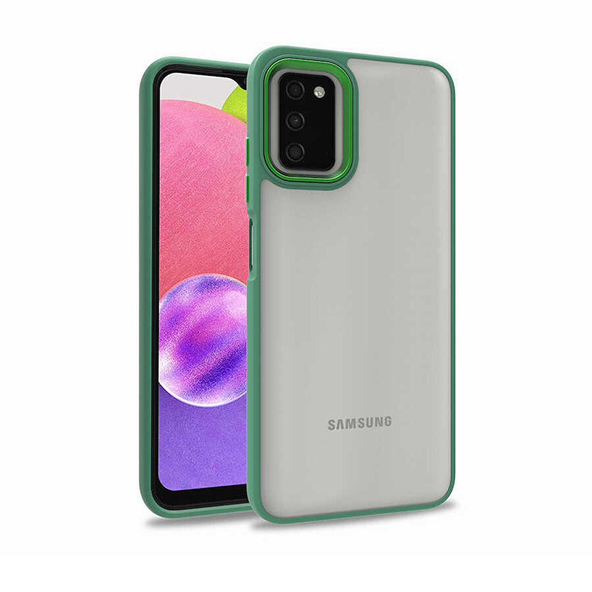 Samsung Galaxy A03S Kılıf Kamera Nikelaj Kenar Renkli Kapak