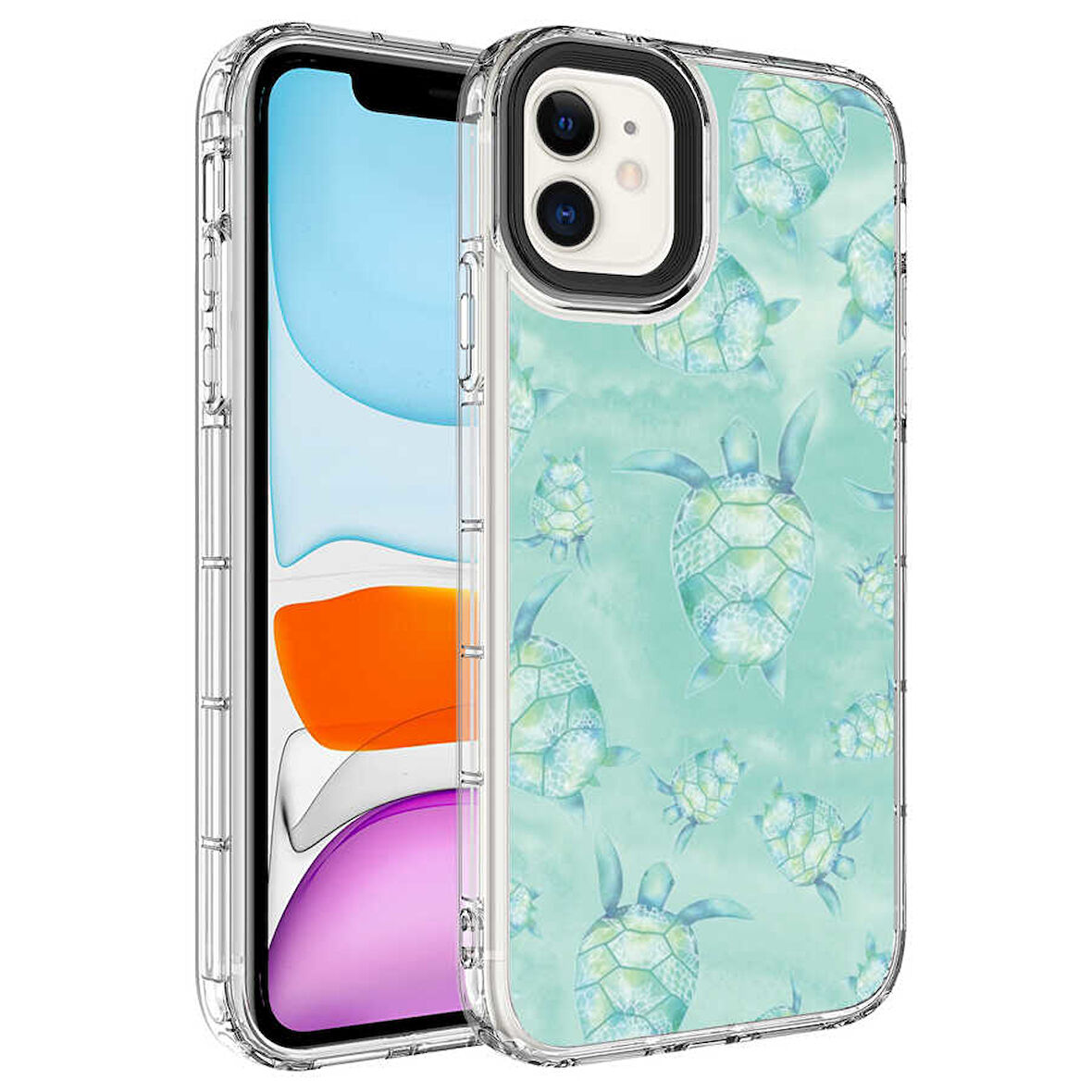 Apple iPhone 12 Kılıf Kamera Korumalı Renkli Desenli Korn Kapak