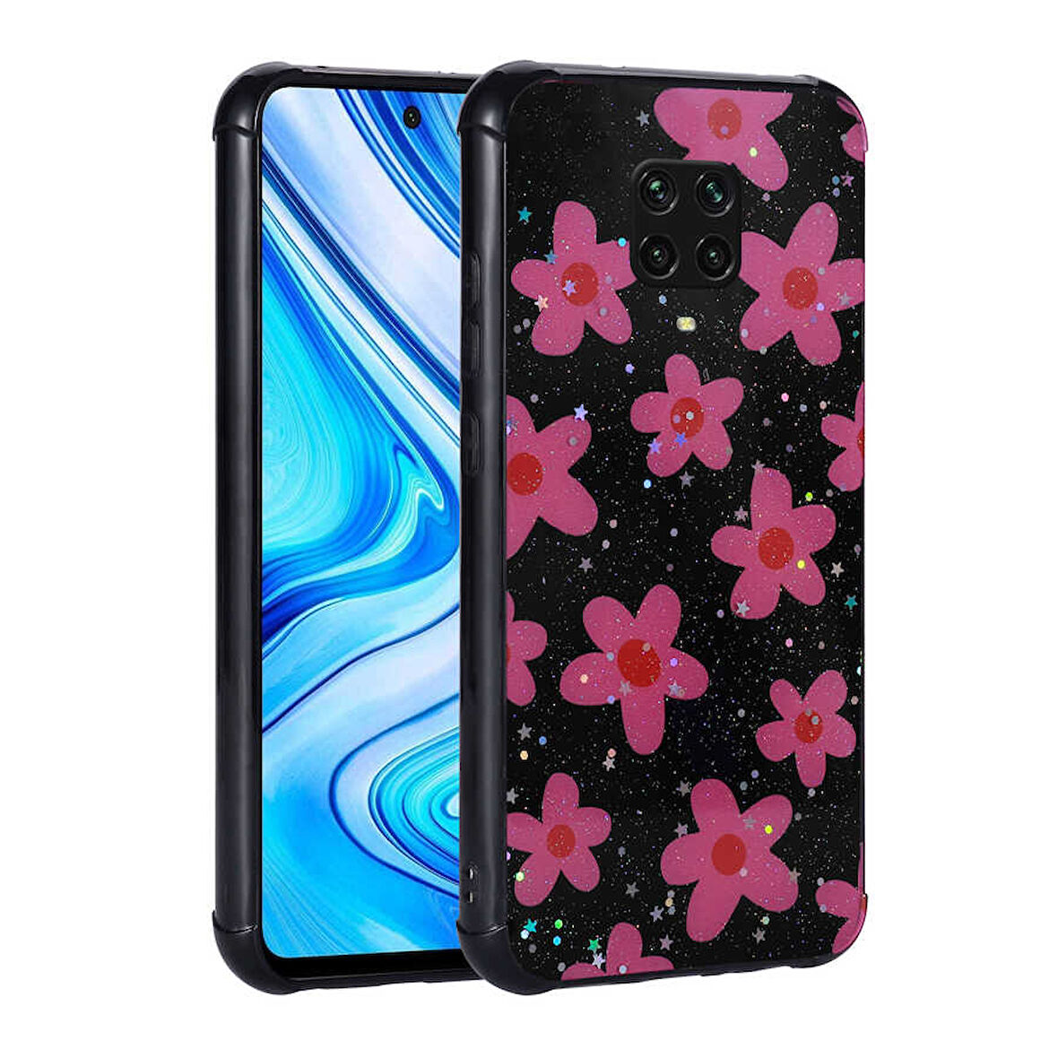 Xiaomi Redmi Note 9 Pro Kılıf Simli Desenli Kamera Korumalı Kapak