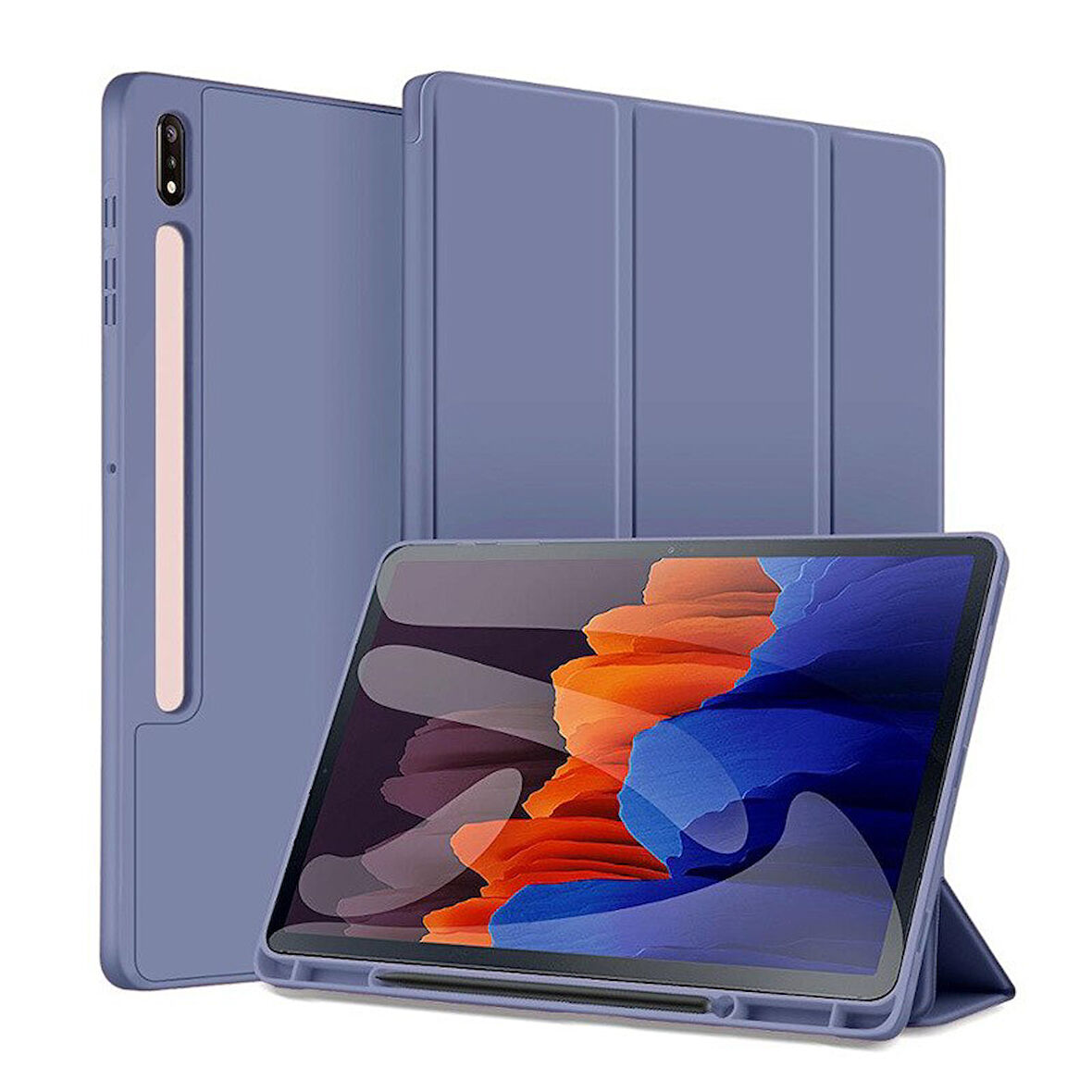 Samsung Galaxy Tab S7 FE / S7 Plus S8 Plus 12.4" Kılıf Kalem Bölmeli Smart Case X800 T730 T970