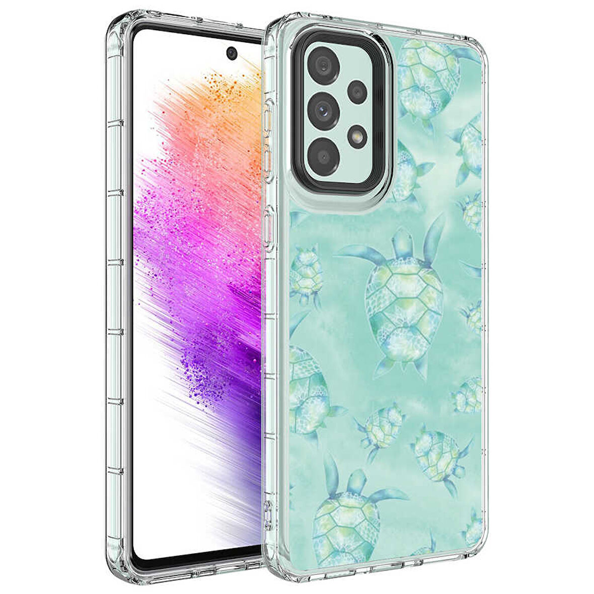 Samsung Galaxy A13 4G Kılıf Kamera Korumalı Renkli Desenli Korn Kapak