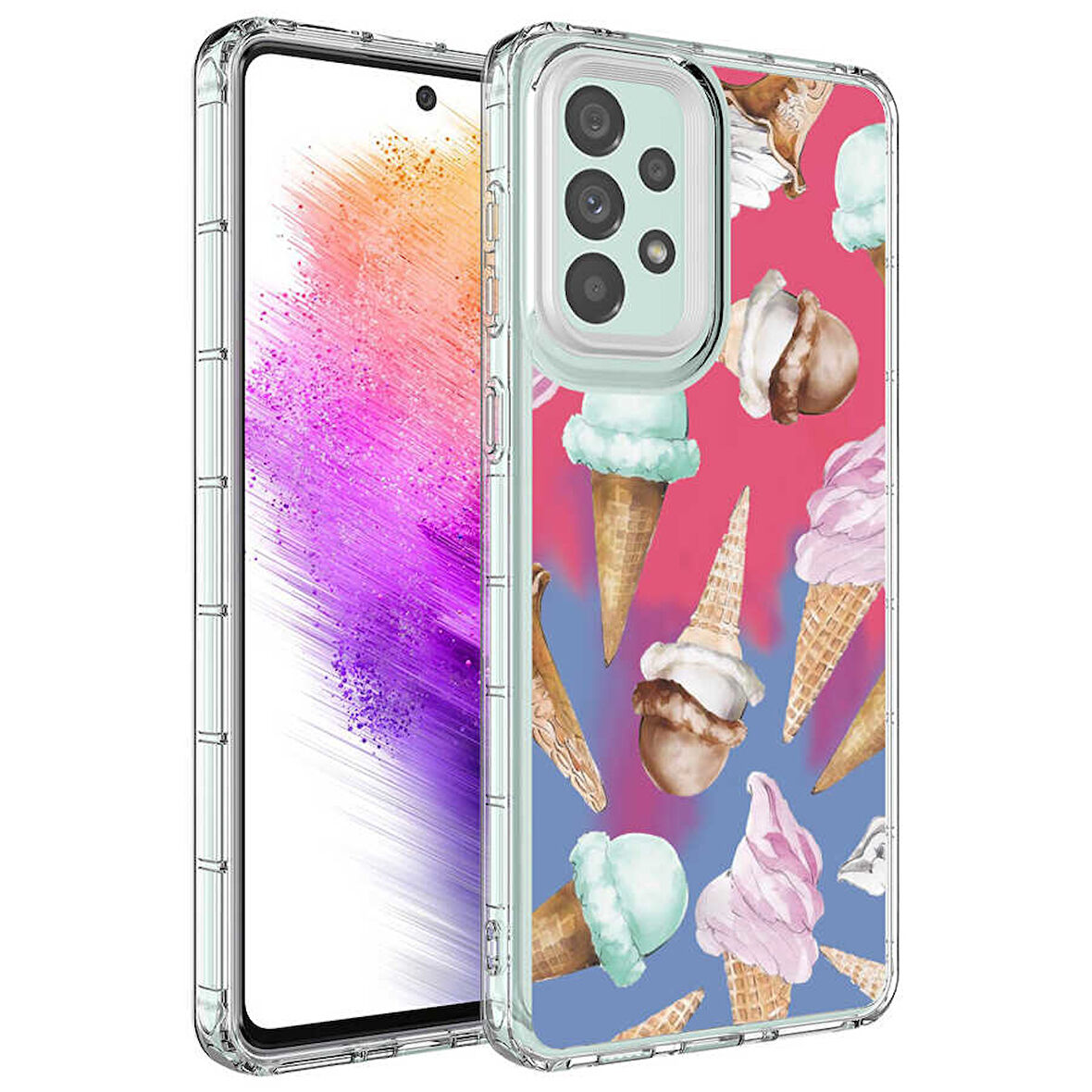 Samsung Galaxy A23 Kılıf Kamera Korumalı Renkli Desenli Korn Kapak