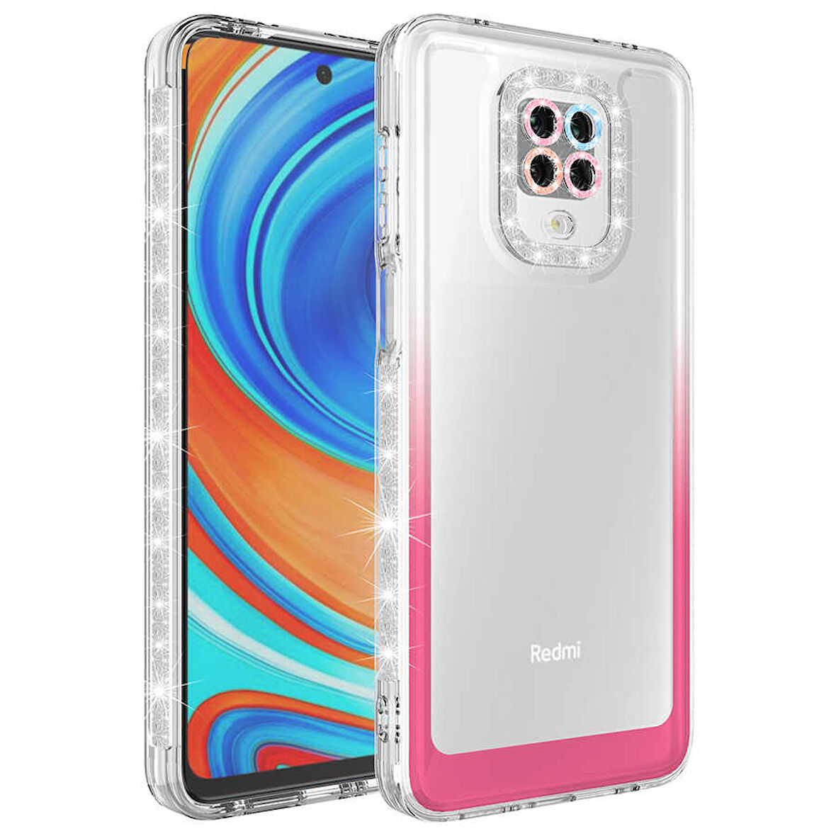 Xiaomi Redmi Note 9S Kılıf Simli Renk Geçişli Park Kapak