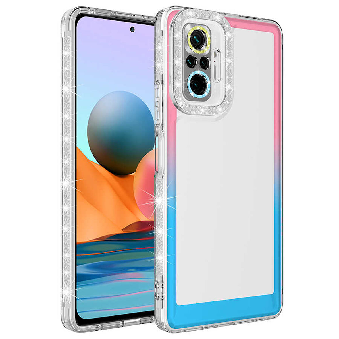 Xiaomi Redmi Note 10 Pro Kılıf Simli Renk Geçişli Park Kapak