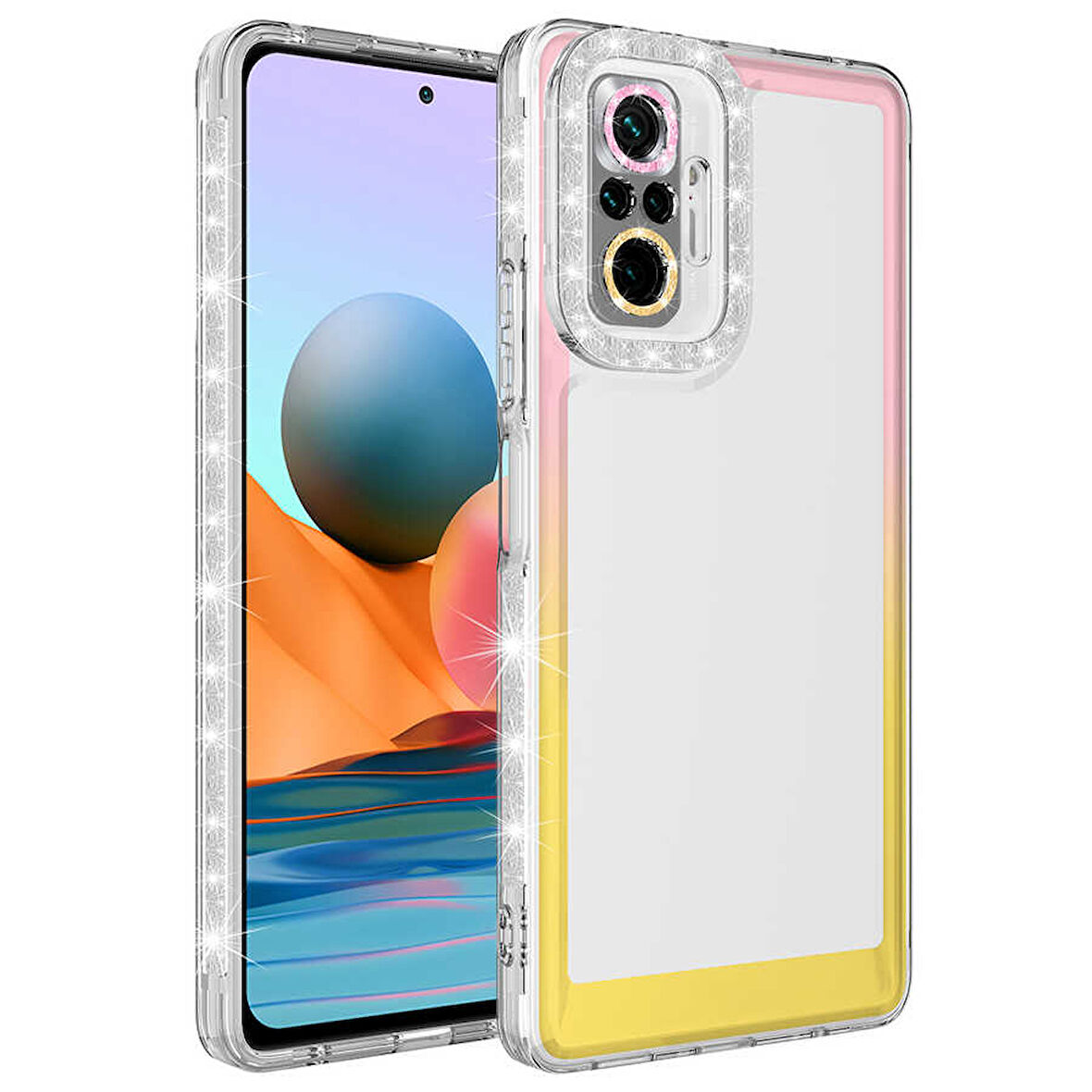 Xiaomi Redmi Note 10 Pro Kılıf Simli Renk Geçişli Park Kapak
