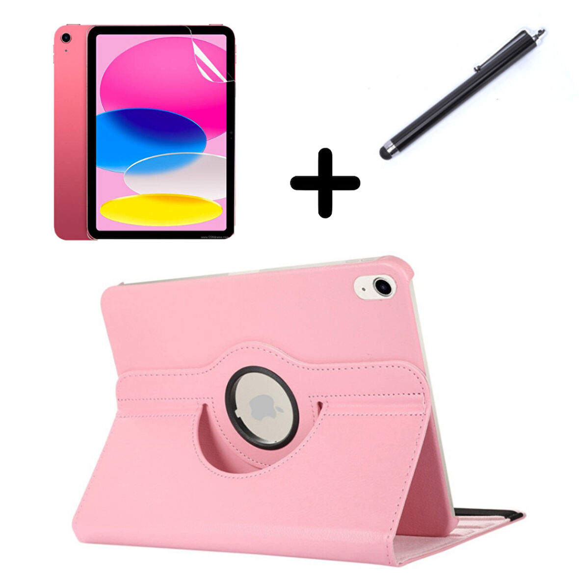 Apple iPad 11.Nesil A16 11inç/10.Nesil 10.9inç Kılıf Dönen Tablet Kilifi Ekran Koruyucu+Kalem
