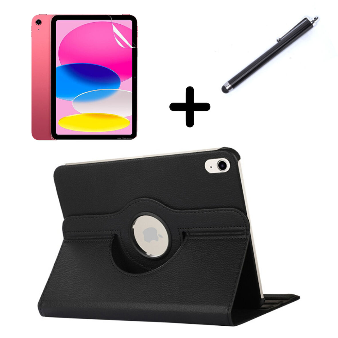 Apple iPad 11.Nesil A16 11inç/10.Nesil 10.9inç Kılıf Dönen Tablet Kilifi Ekran Koruyucu+Kalem