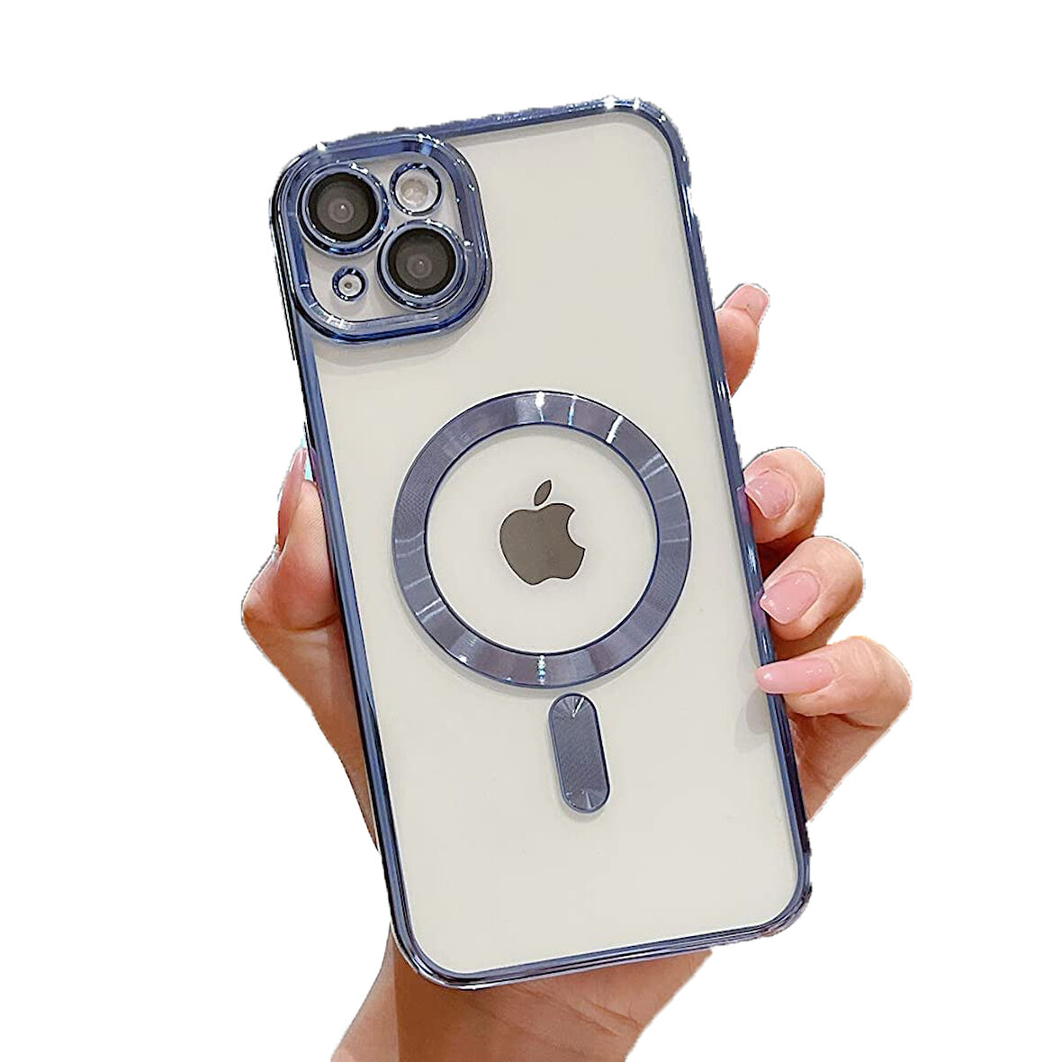 Apple iPhone 13 Kılıf Magsafe Kamera Lensli Korumalı Şeffaf Silikon Kapak