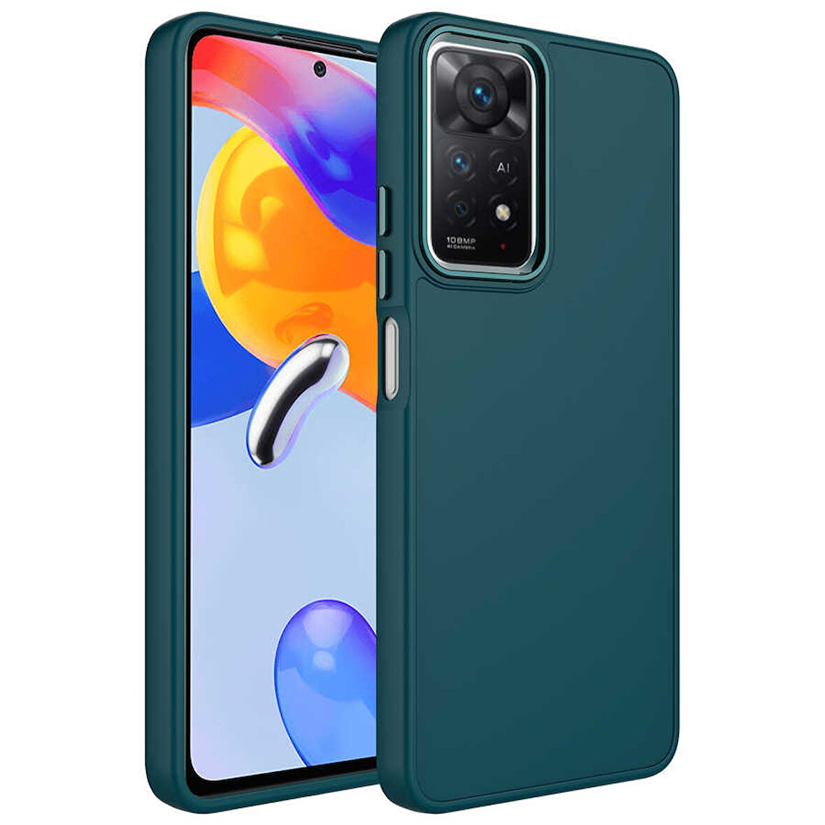 Xiaomi Redmi Note 11S Global Kılıf Metal Çerçeve Lansman Silikon Kapak