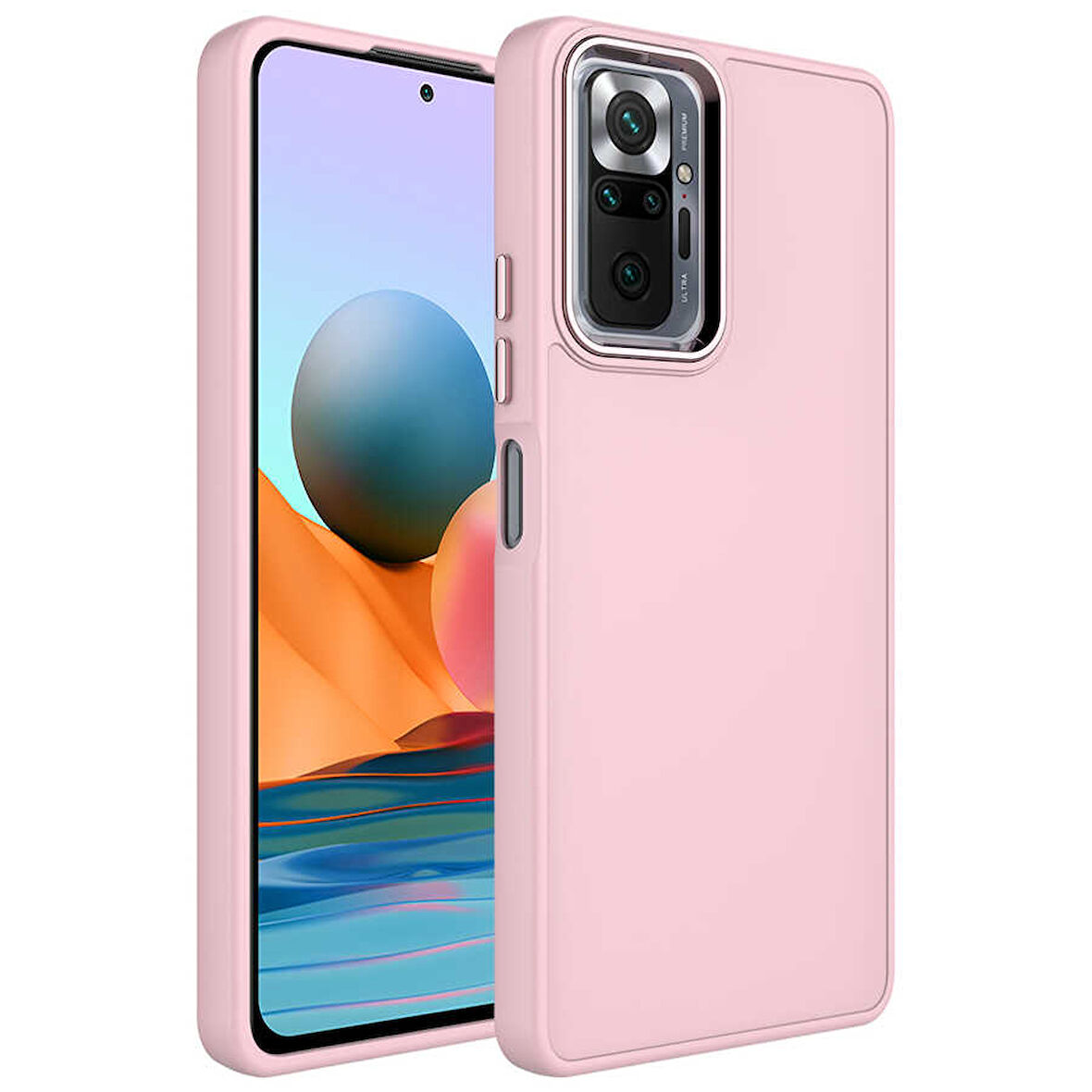 Xiaomi Redmi Note 10 Pro Kılıf Metal Çerçeve Lansman Silikon Kapak