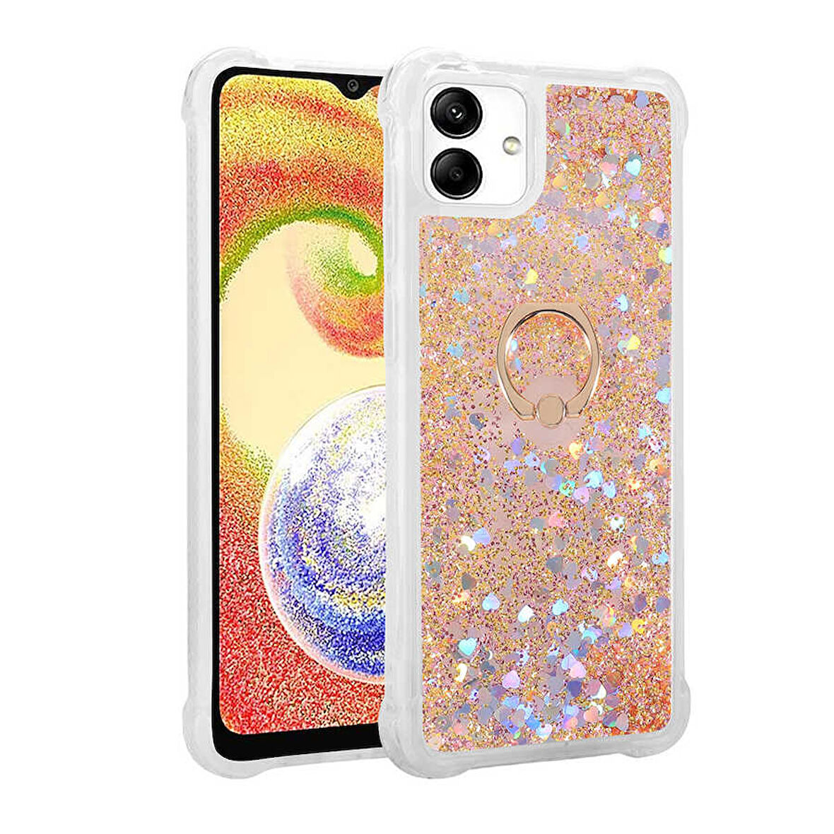 Samsung Galaxy A04 Kılıf İçi Sıvılı Yüzüklü Kapak