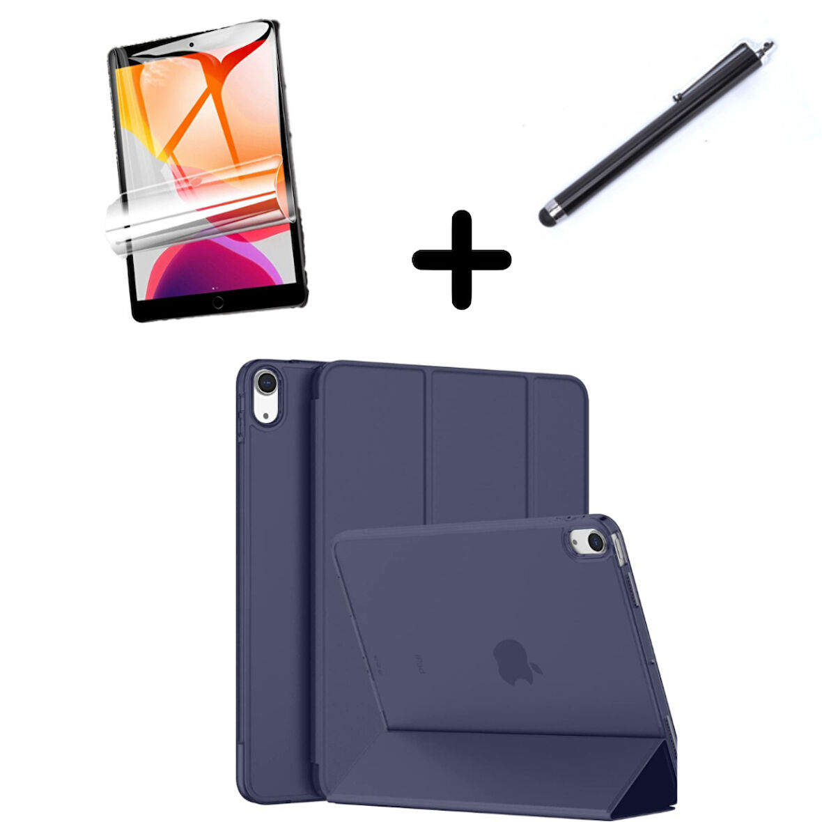 Apple iPad 11.Nesil A16 11inç/10.Nesil 10.9inç Kılıf SET PU Deri Smart Tablet Kilifi Ekran Koruyucu + Kalem
